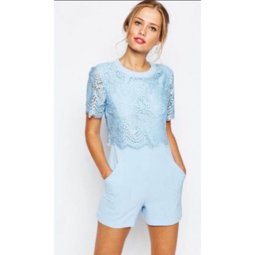 Ted Baker London Light Blue Lace Romper